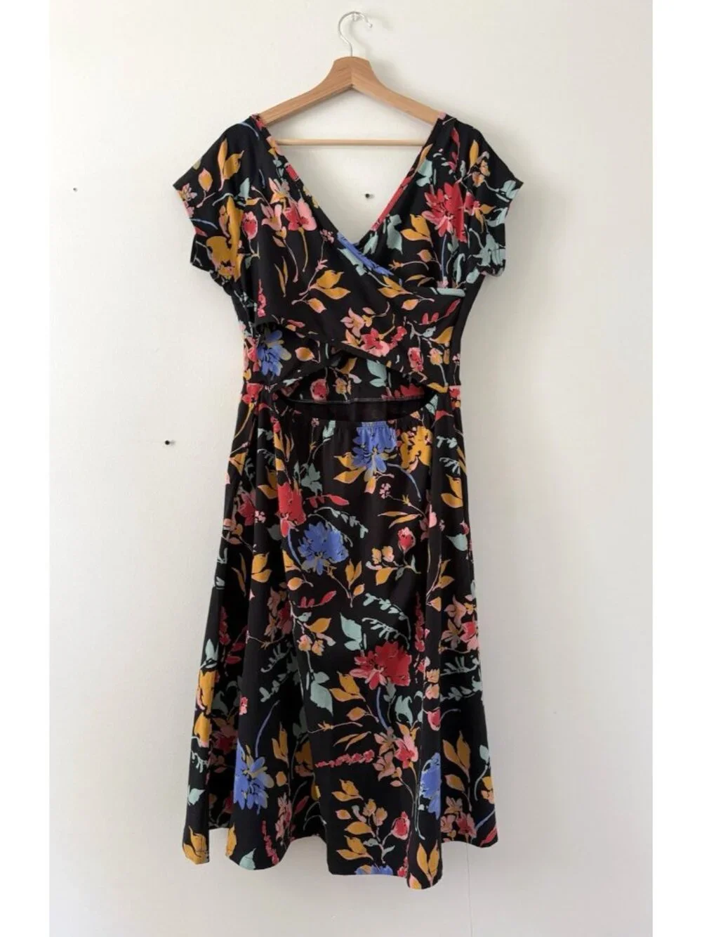Pact Organic Cotton Floral Crossback Fit&flare Midi Shirt Dress Feminine XL - Picture 2 of 9